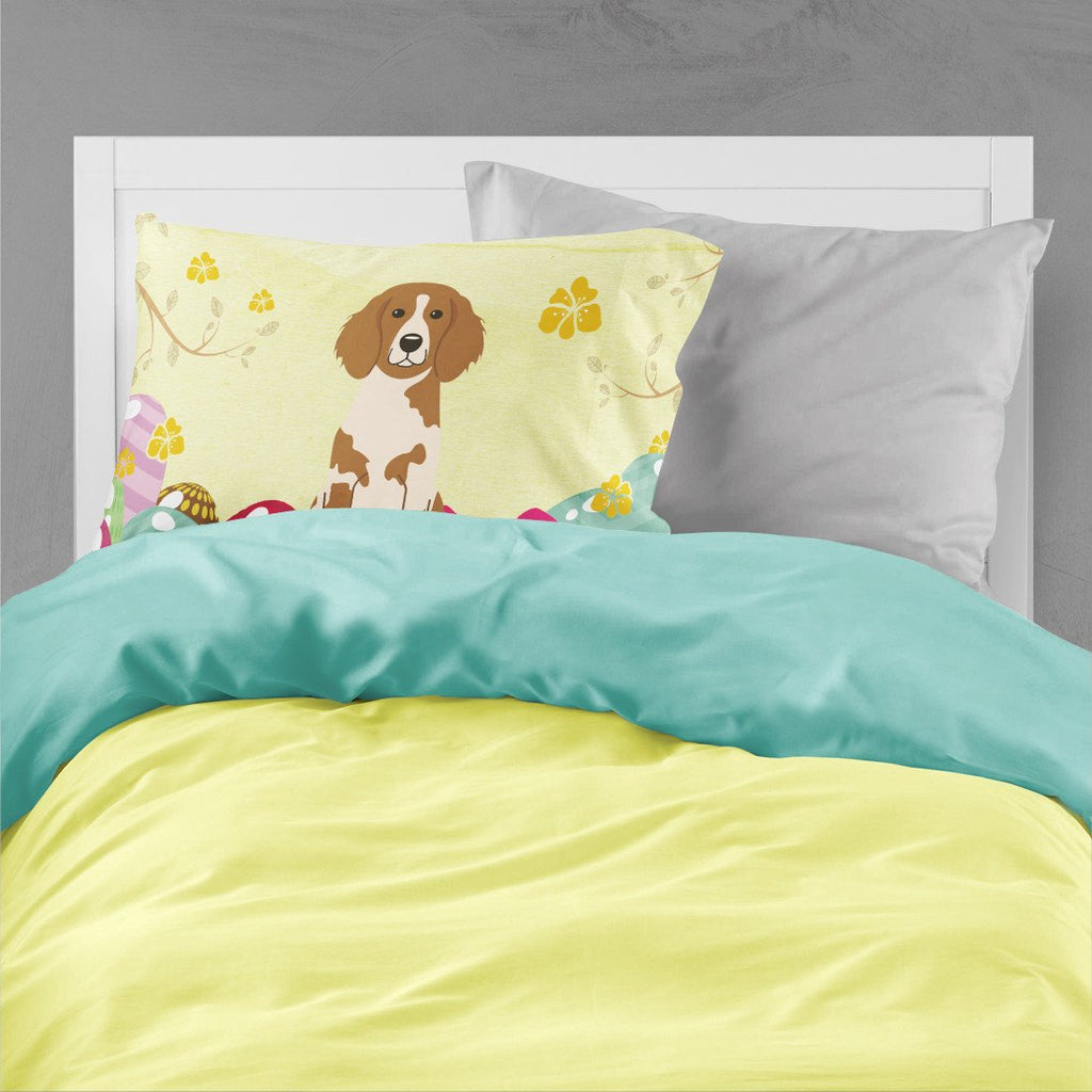 Easter Eggs Brittany Spaniel Standard Pillowcase Lightweight Super Soft Easy Care Decorative Artwork Pillowcase, Standard
