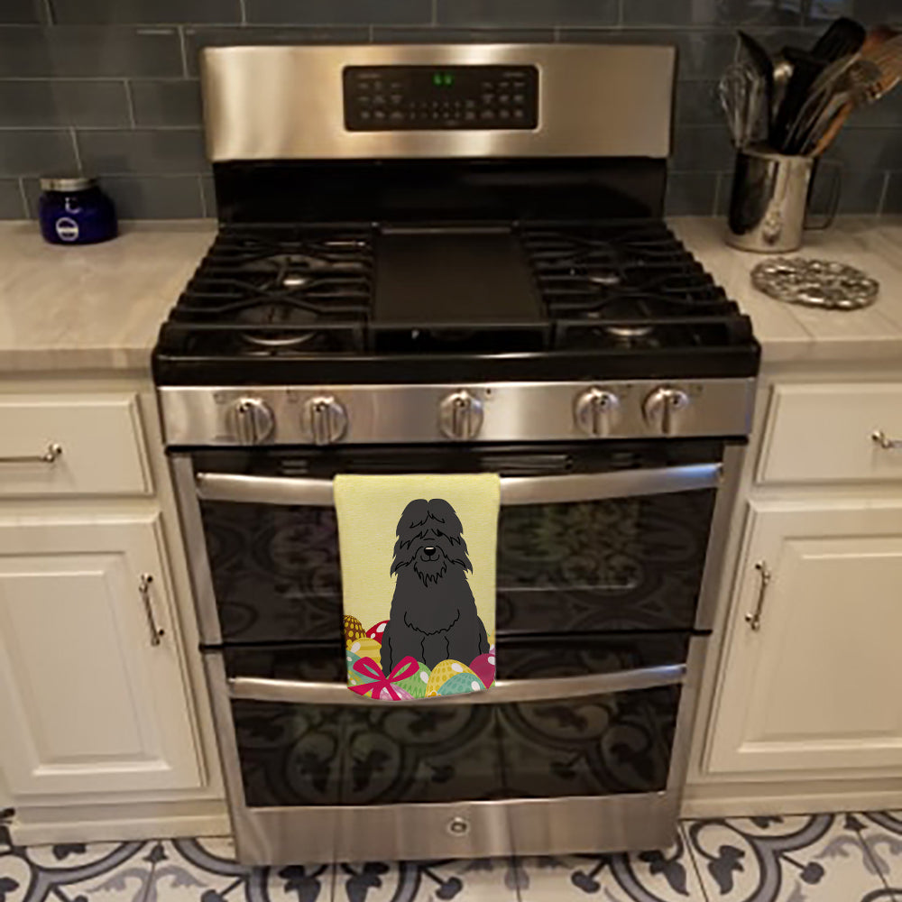 Easter Eggs Bouvier des Flandres Kitchen Towel Velour Plush Front and Cotton Loop Back Machine Washable