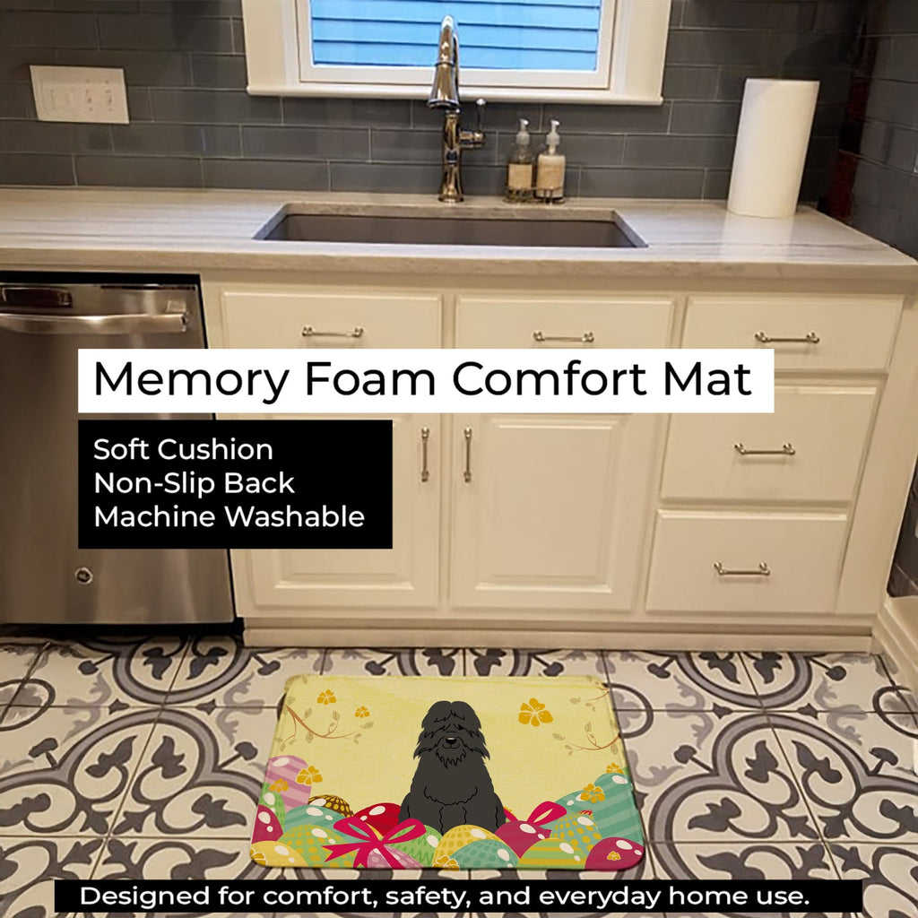 Easter Eggs Bouvier des Flandres Memory Foam Kitchen Mat Machine Washable Anti-Fatigue Cushion Comfort Bath or Kitchen Rug