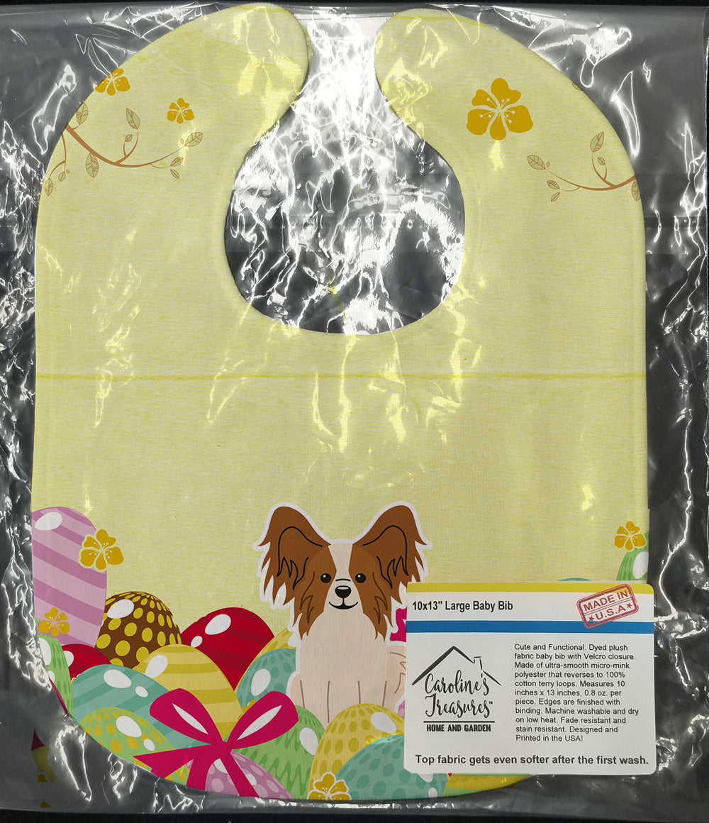 Easter Eggs Papillon Red White Baby Bib Easy-Clean Baby Bib Baby Feeding Accessory Baby Mealtime Essential, 10 x 13, Multicolor