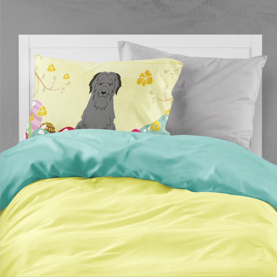 Easter Eggs Briard Black Standard Pillowcase Lightweight Super Soft Easy Care Decorative Artwork Pillowcase, Standard