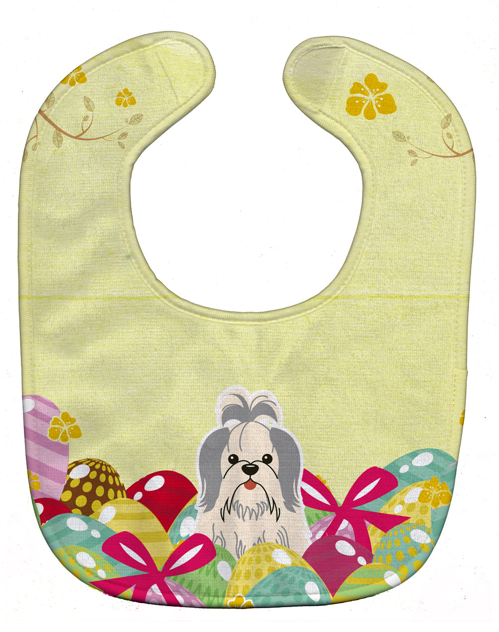 Easter Eggs Shih Tzu Silver White Baby Bib Easy-Clean Baby Bib Baby Feeding Accessory Baby Mealtime Essential, 10 x 13, Multicolor