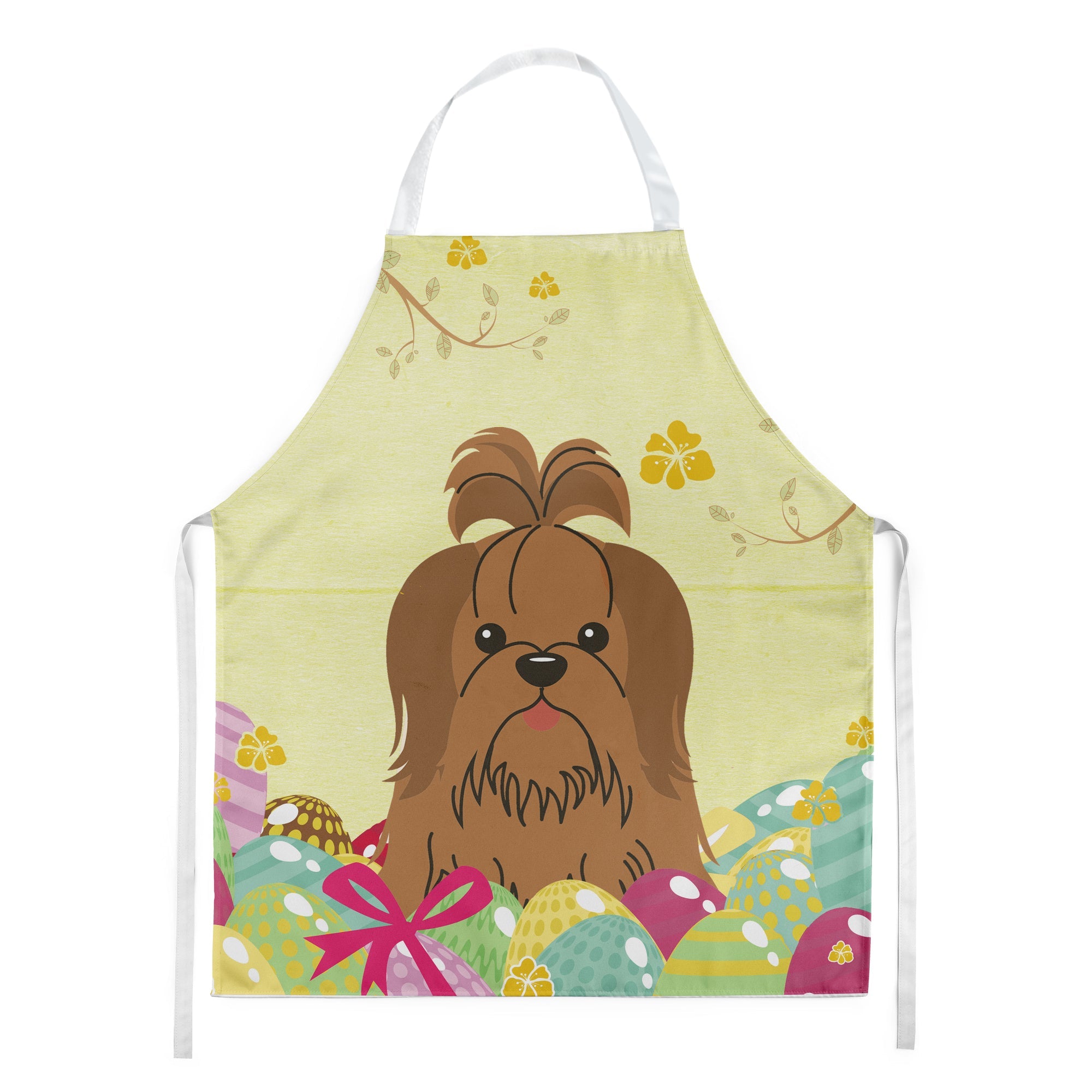 Easter Eggs Shih Tzu Silver Chocolate Apron Cooking Kitchen Server Baking Crafts Gardening for Adult Women Men, Unisex, Large, Multicolor