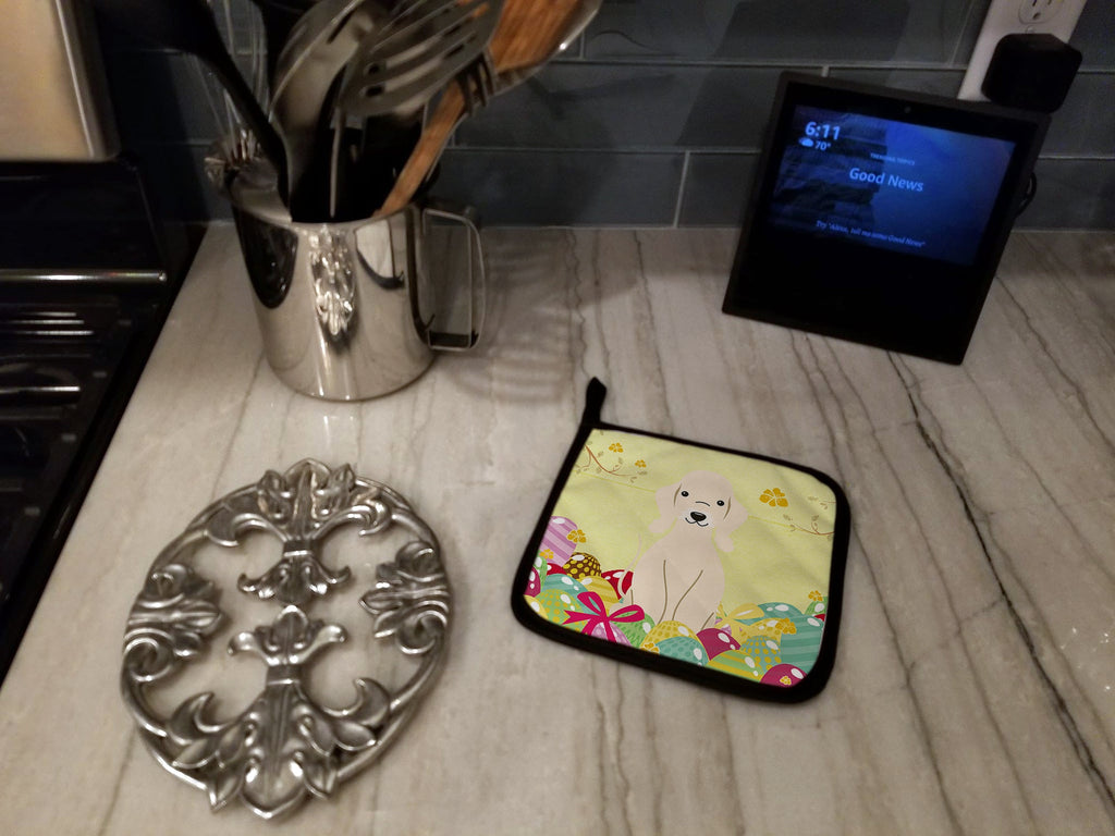 Easter Eggs Bedlington Terrier Sandy Pot Holder Set of 2 Heat Resistant Quilted Hot Pads 7.5 x 7.5 Inch, Insulated Kitchen Trivets for Cooking & Baking