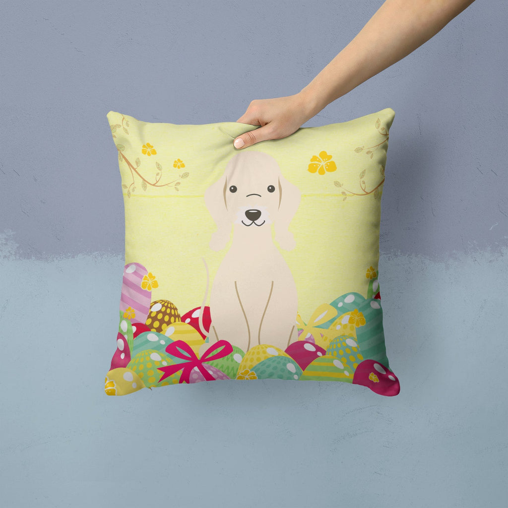 Easter Eggs Bedlington Terrier Sandy Decorative Throw Pillow 14x14 Indoor Outdoor Accent Cushion, Fabric Cover with Insert for Sofa, Bed, Porch & Living Room