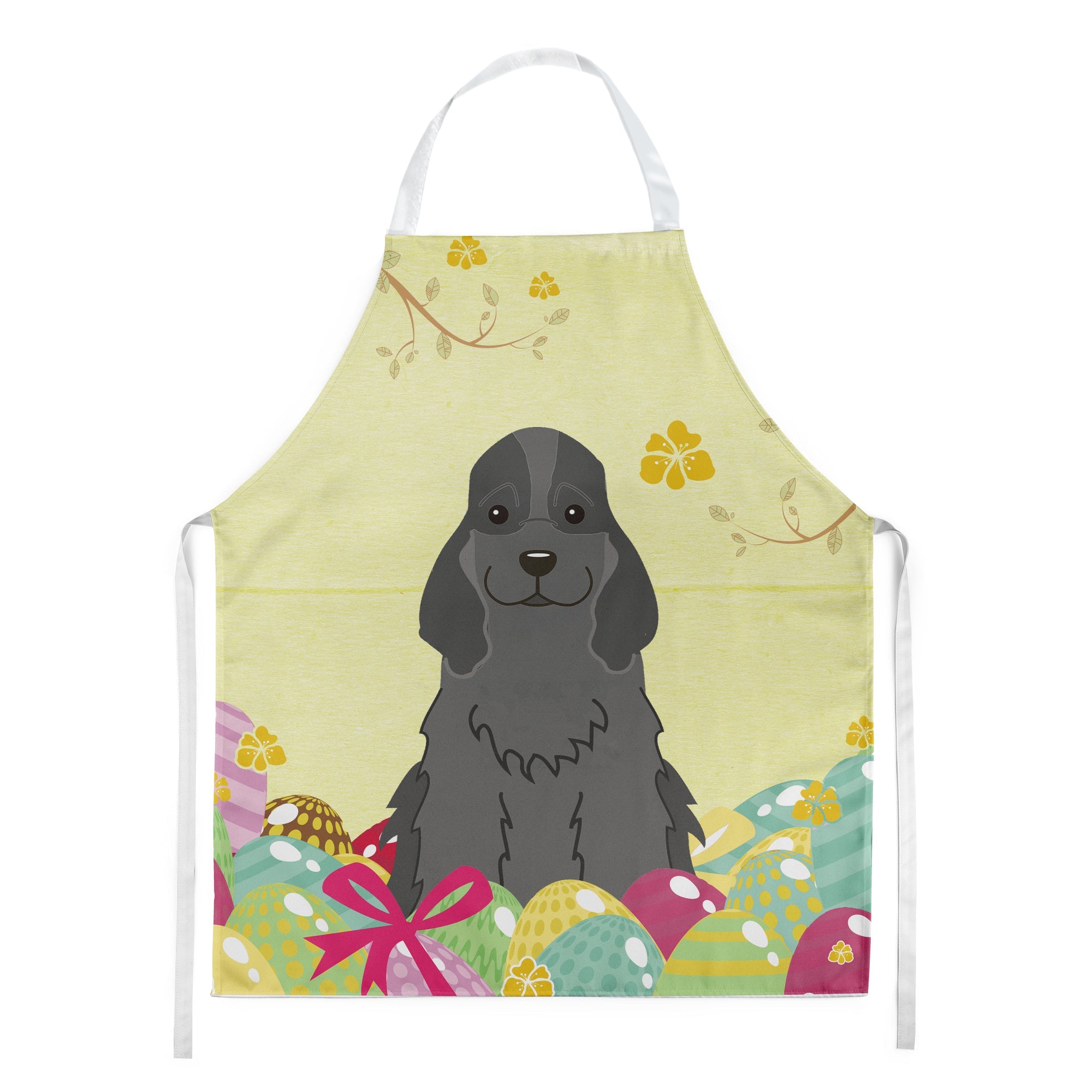 Easter Eggs Cocker Spaniel Black Apron Cooking Kitchen Server Baking Crafts Gardening for Adult Women Men, Unisex, Large, Multicolor