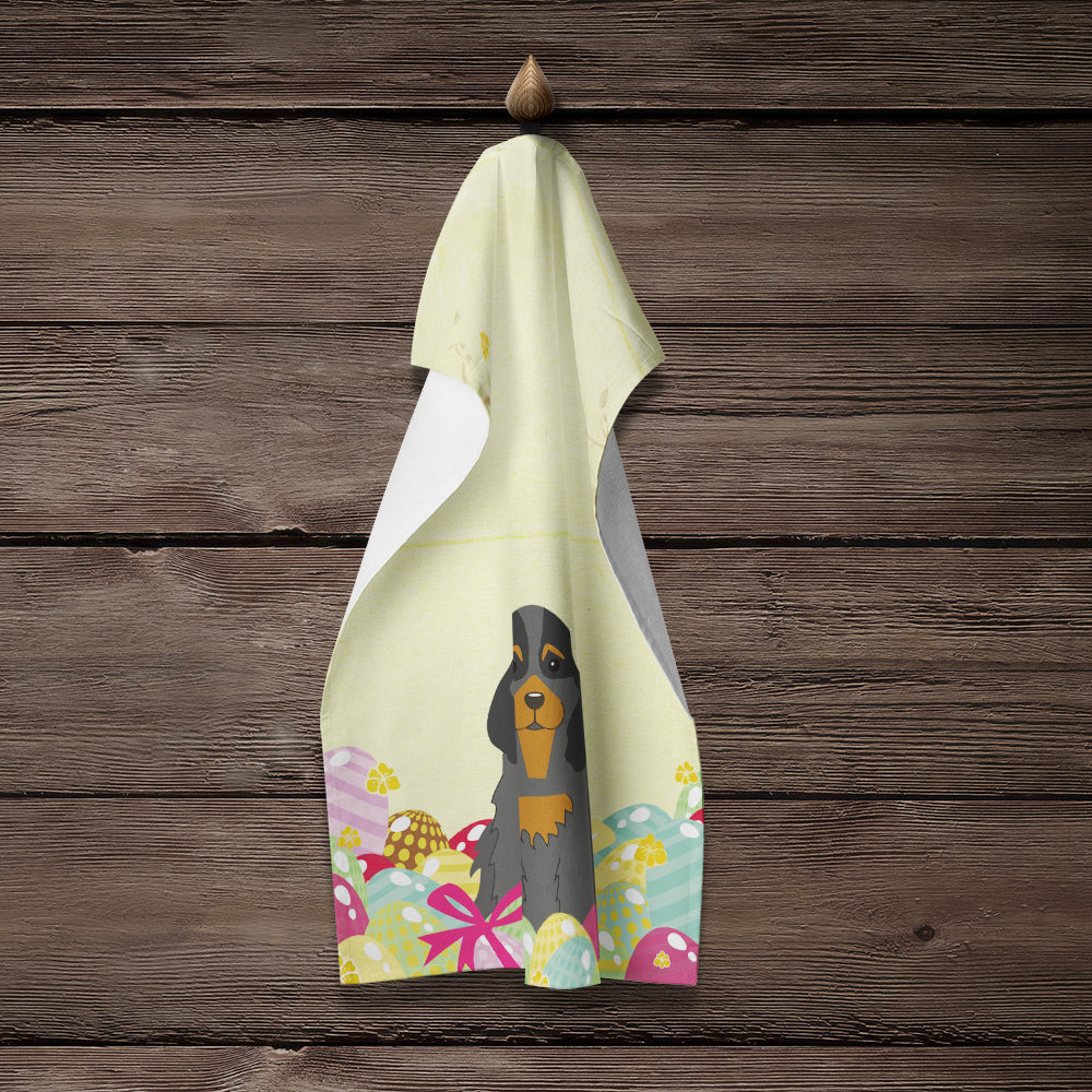 Easter Eggs Cocker Spaniel Black Tan Kitchen Towel Velour Plush Front and Cotton Loop Back Machine Washable