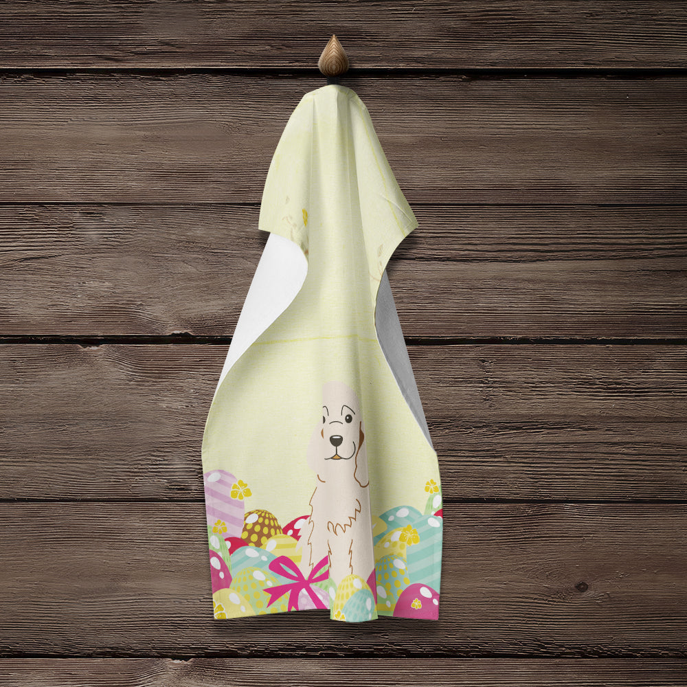 Easter Eggs Cocker Spaniel Buff Kitchen Towel Velour Plush Front and Cotton Loop Back Machine Washable