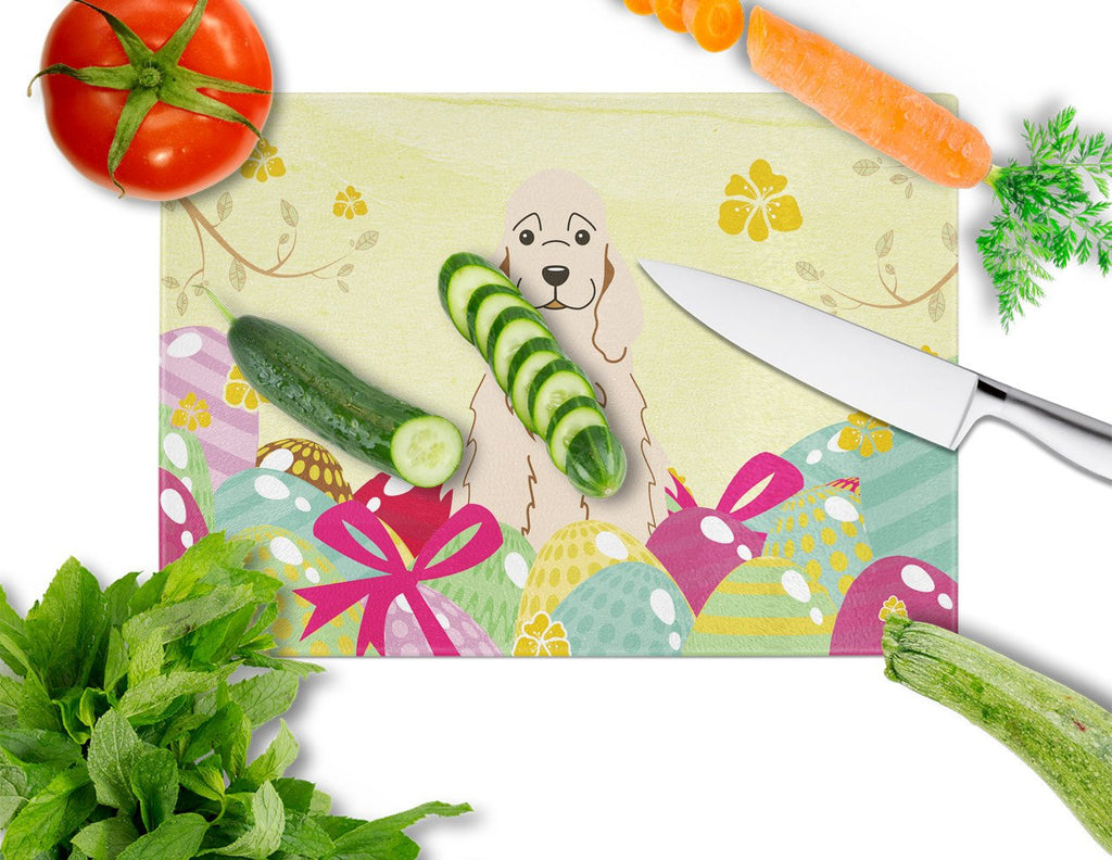 Easter Eggs Cocker Spaniel Buff Cutting Board Tempered Glass Kitchen Cutting Surface, Heat Resistant Chopping, Non-Slip Feet, Food Prep & Serving