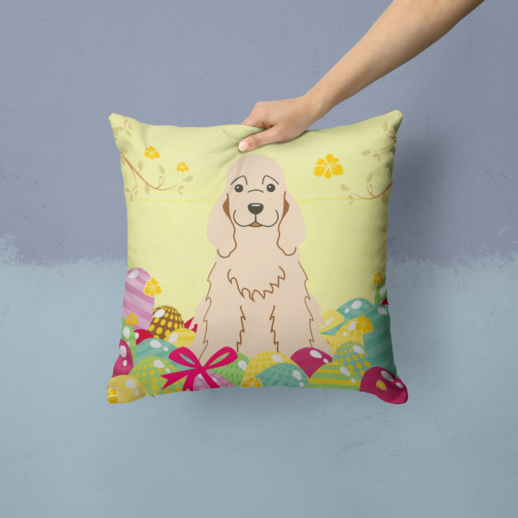 Easter Eggs Cocker Spaniel Buff Decorative Throw Pillow 14x14 Indoor Outdoor Accent Cushion, Fabric Cover with Insert for Sofa, Bed, Porch & Living Room