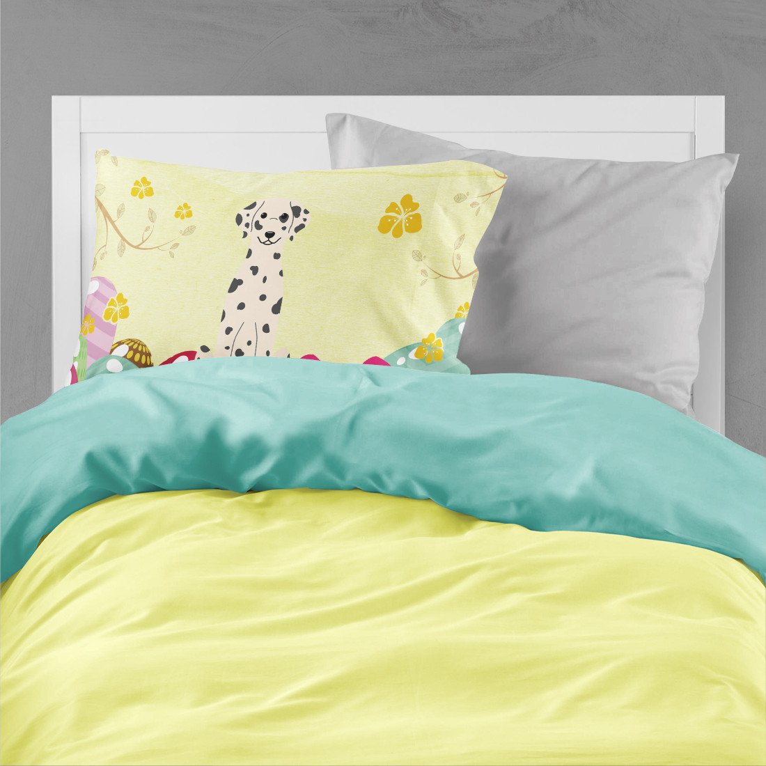 Easter Eggs Dalmatian Standard Pillowcase Lightweight Super Soft Easy Care Decorative Artwork Pillowcase, Standard