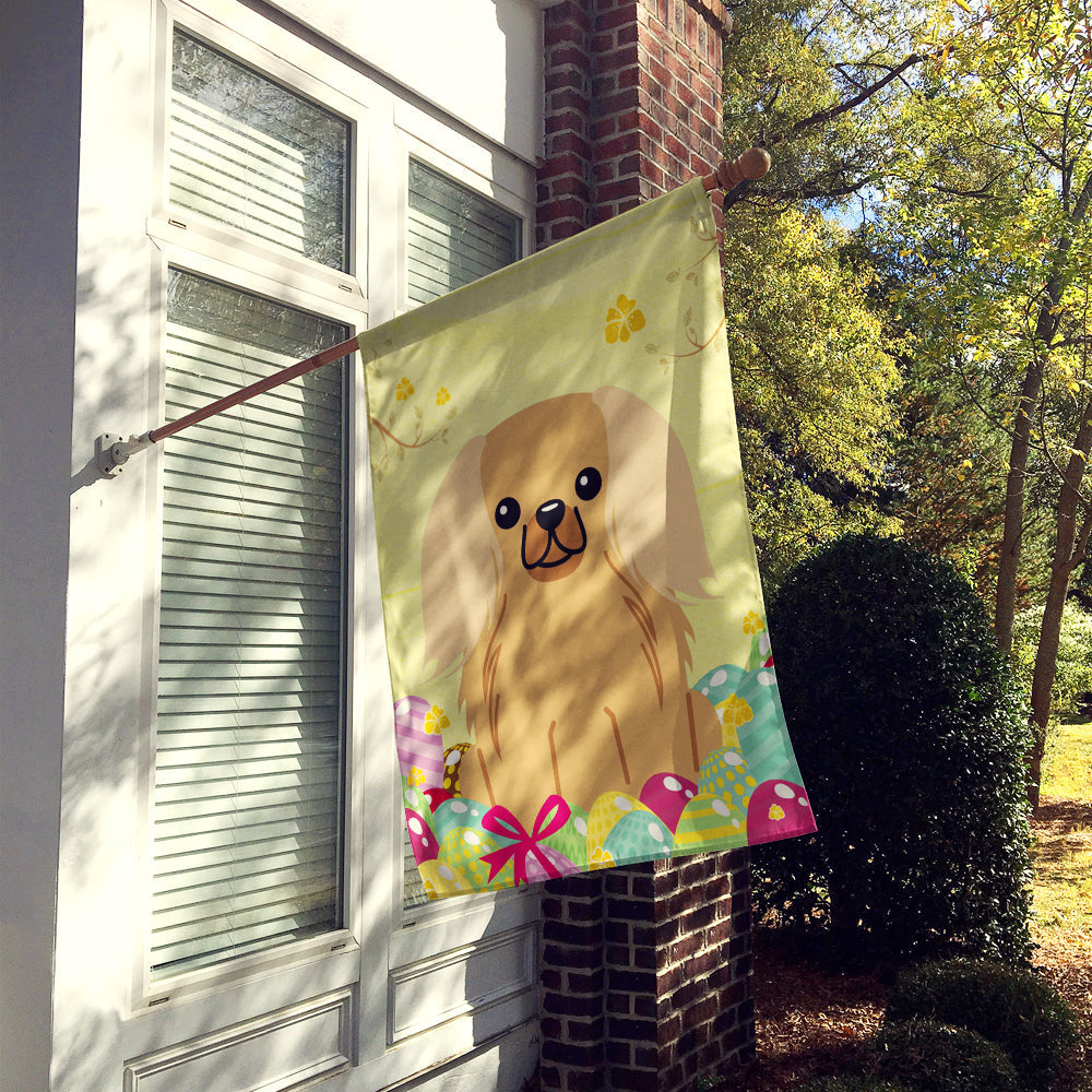 Easter Eggs Pekingese Fawn Sable House Flag 28x40 Porch Sleeve Pole Decorative Outside Yard Banner Artwork Wall Hanging, Polyester