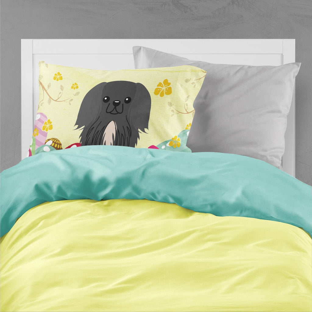 Easter Eggs Pekingese Black Standard Pillowcase Lightweight Super Soft Easy Care Decorative Artwork Pillowcase, Standard