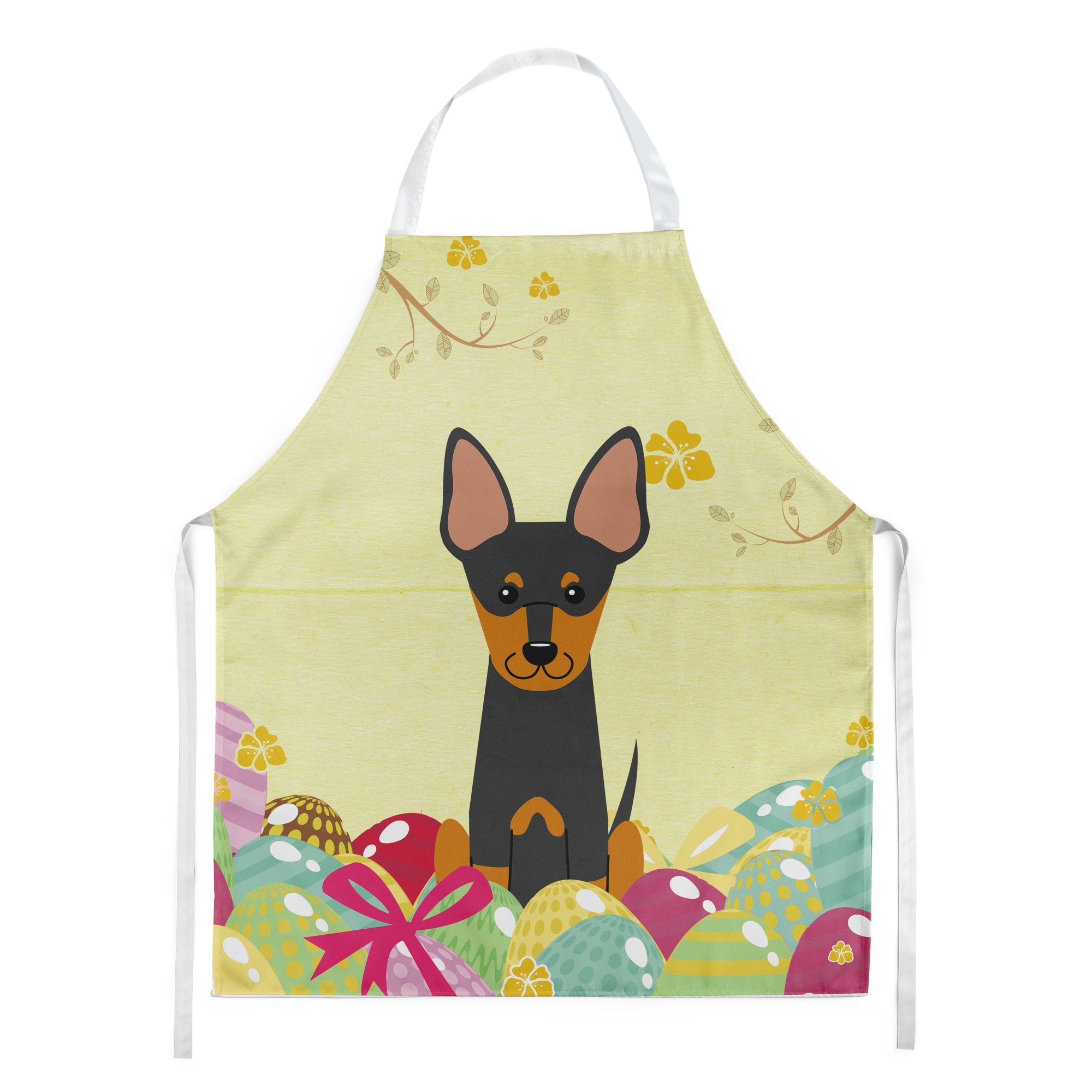 Easter Eggs English Toy Terrier Apron Cooking Kitchen Server Baking Crafts Gardening for Adult Women Men, Unisex, Large, Multicolor