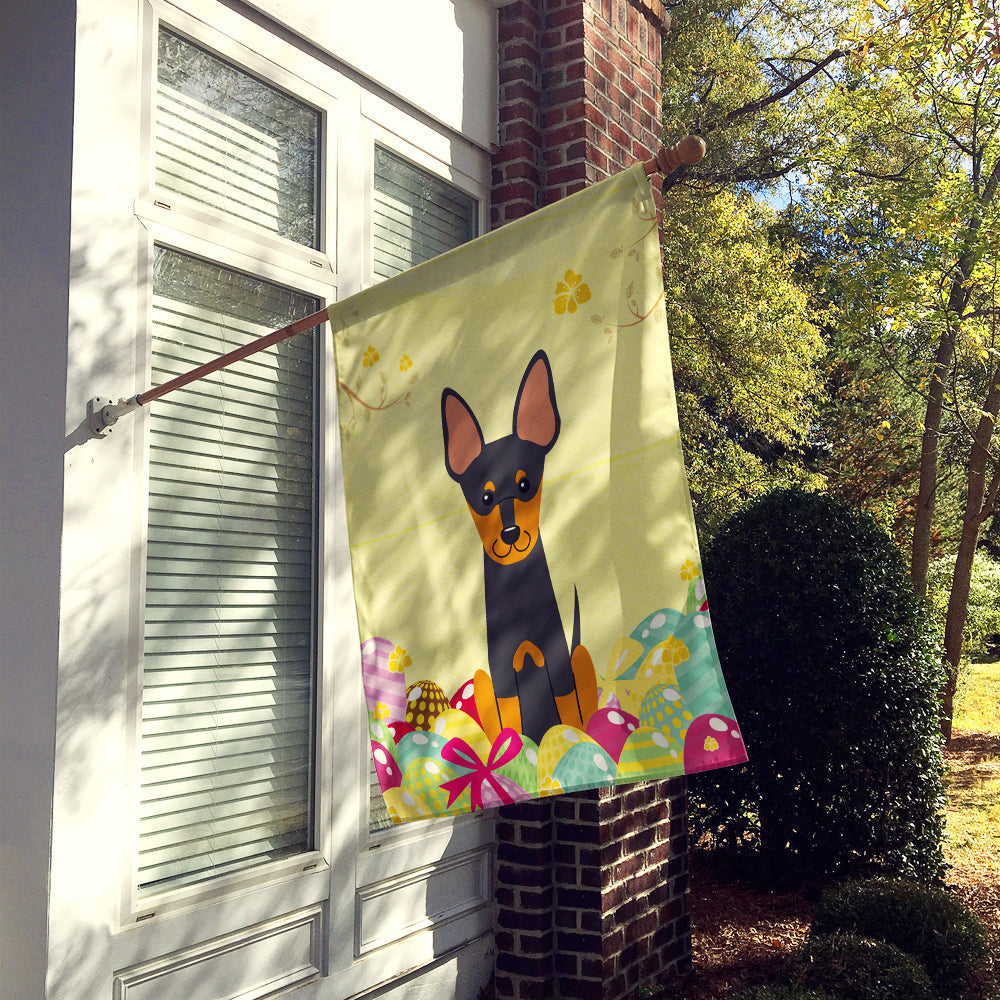 Easter Eggs English Toy Terrier House Flag 28x40 Porch Sleeve Pole Decorative Outside Yard Banner Artwork Wall Hanging, Polyester