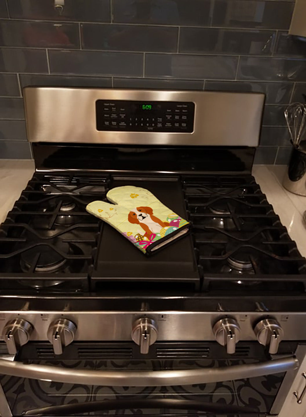 Easter Eggs English Foxhound Oven Mitt Heat Resistant Thick Oven Mitt for Hot Pans and Oven, Kitchen Mitt Protect Hands, Cooking Baking Glove
