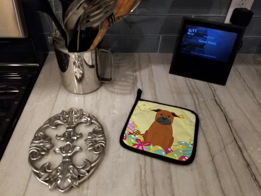 Easter Eggs Chinese Chongqing Dog Pot Holder Set of 2 Heat Resistant Quilted Hot Pads 7.5 x 7.5 Inch, Insulated Kitchen Trivets for Cooking & Baking