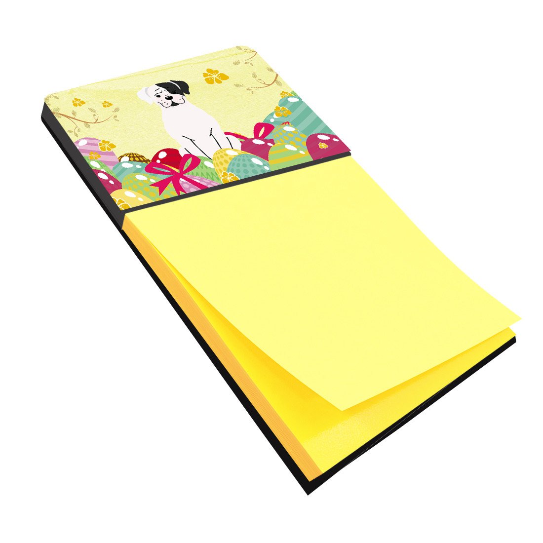 Easter Eggs White Boxer Cooper Watercolor Sticky Note Holder Refillable Dispenser Desk Accessory 3x3 Pad Gift