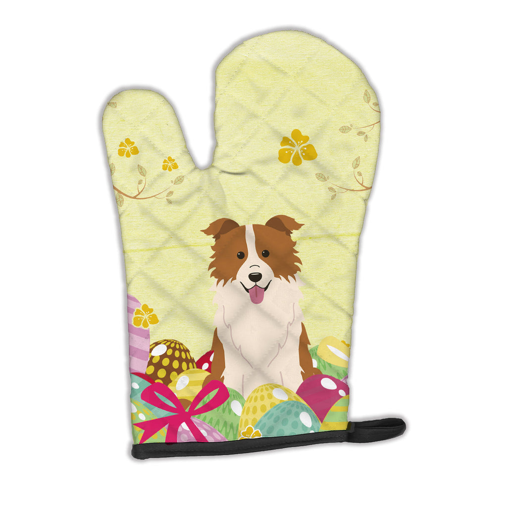 Easter Eggs Border Collie Red White Oven Mitt Heat Resistant Thick Oven Mitt for Hot Pans and Oven, Kitchen Mitt Protect Hands, Cooking Baking Glove