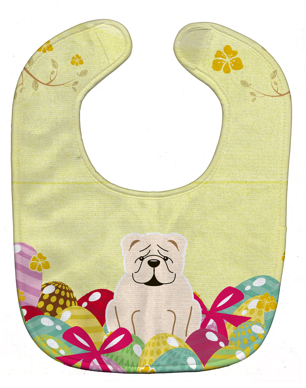 Easter Eggs English Bulldog White Baby Bib Easy-Clean Baby Bib Baby Feeding Accessory Baby Mealtime Essential, 10 x 13, Multicolor