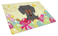 Easter Eggs Dachshund Black Tan Cutting Board Tempered Glass Kitchen Cutting Surface, Heat Resistant Chopping, Non-Slip Feet, Food Prep & Serving