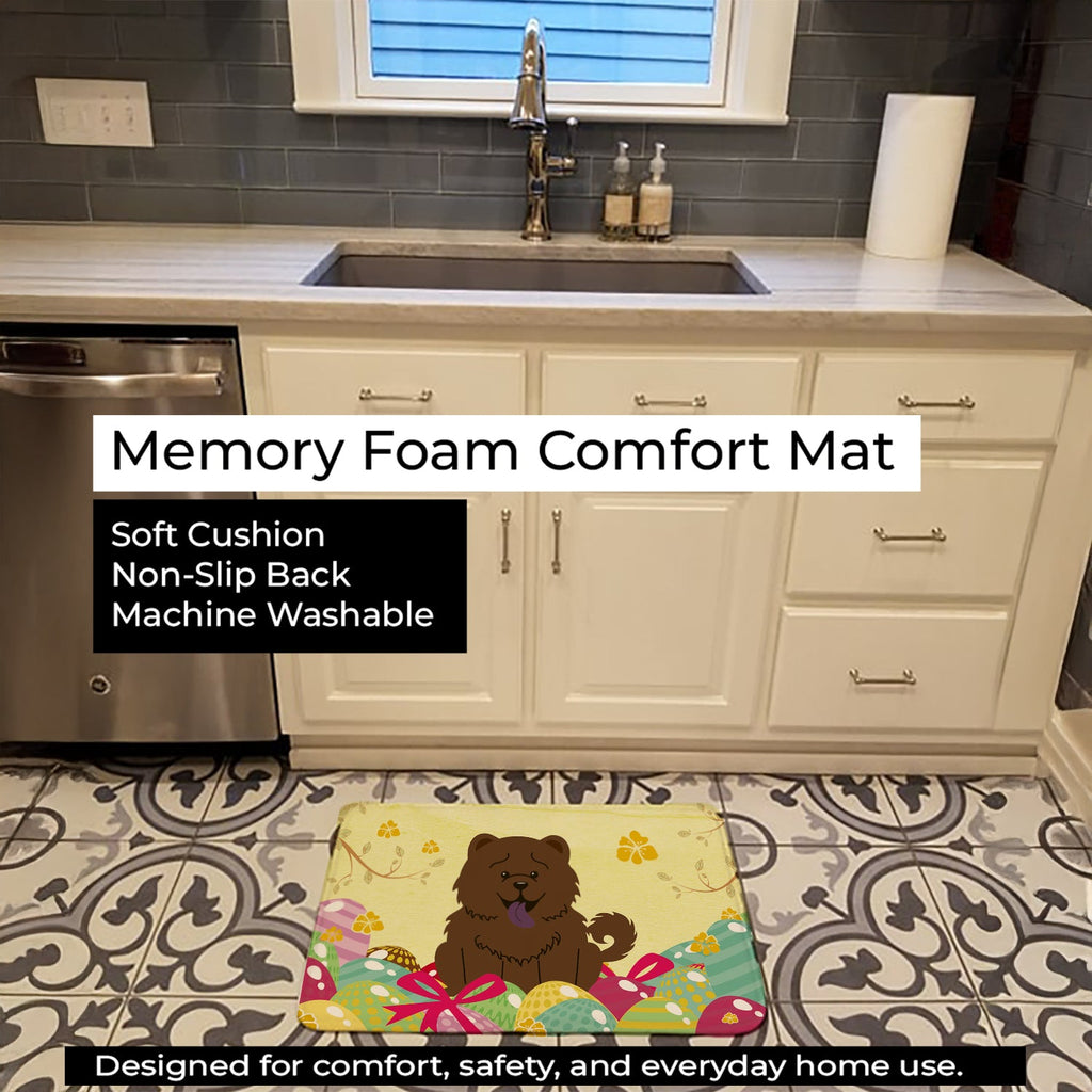 Easter Eggs Chow Chow Chocolate Memory Foam Kitchen Mat Machine Washable Anti-Fatigue Cushion Comfort Bath or Kitchen Rug