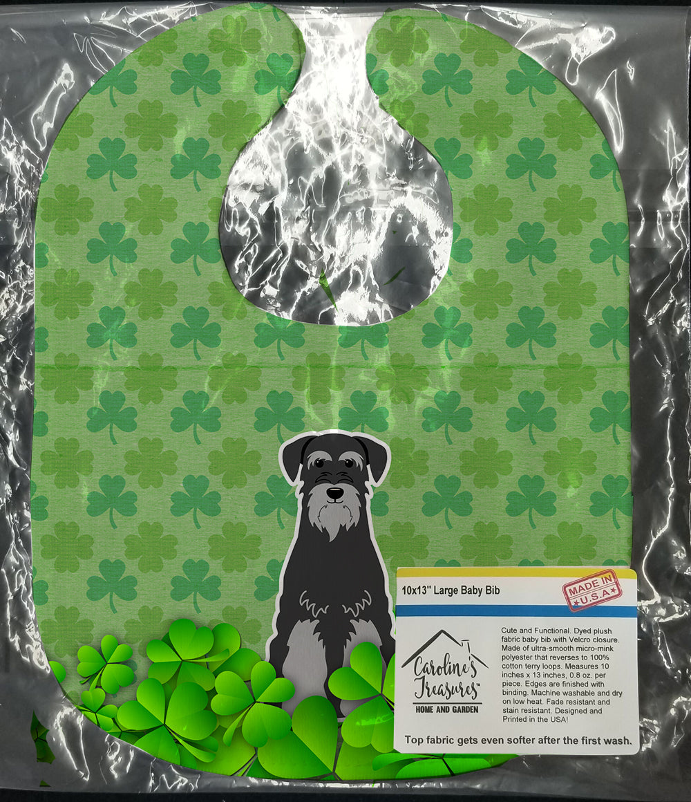 Standard Schnauzer Black Grey Shamrocks Baby Bib Easy-Clean Baby Bib Baby Feeding Accessory Baby Mealtime Essential, 10 x 13, Multicolor