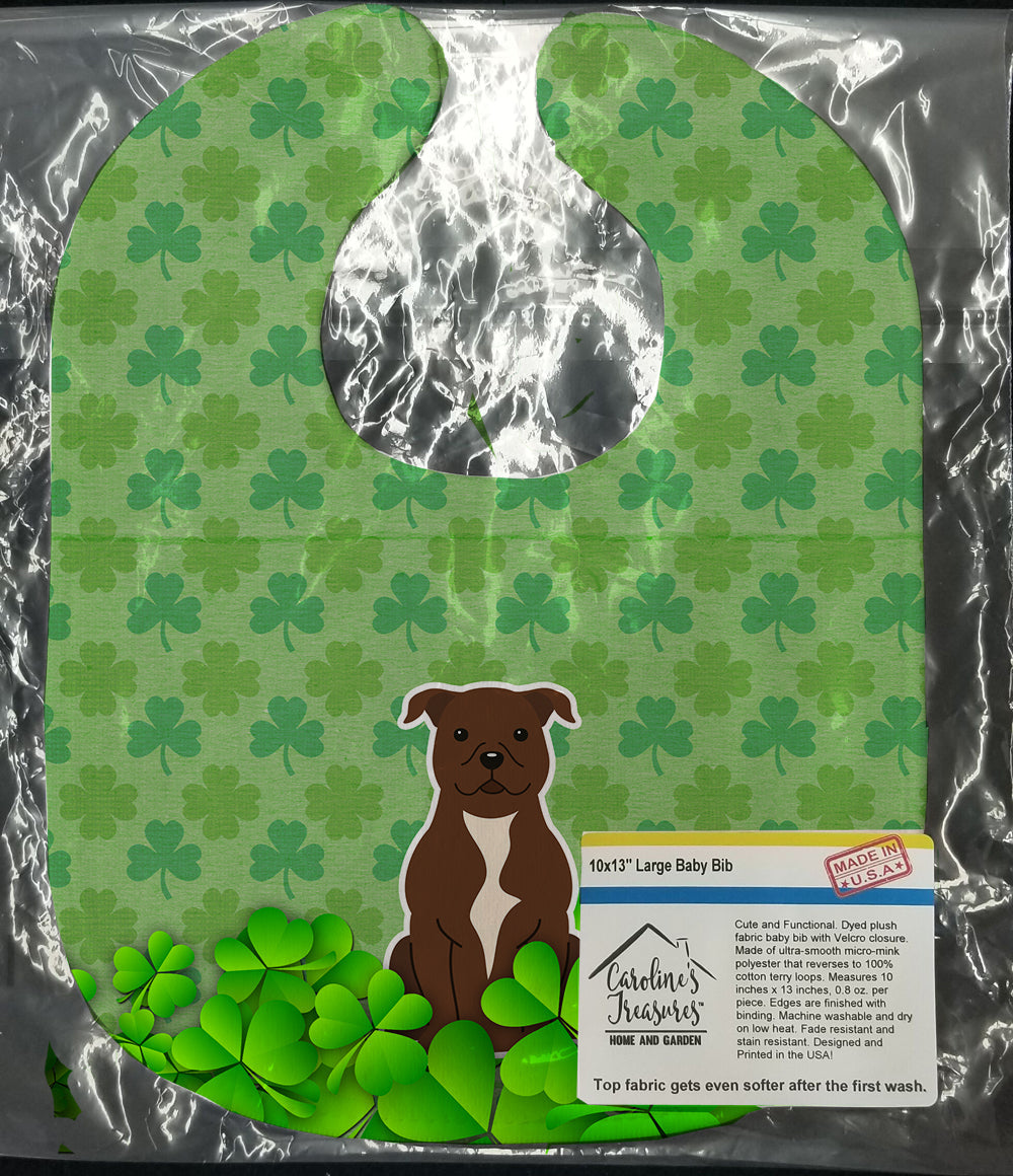 Staffordshire Bull Terrier Chocolate Shamrocks Baby Bib Easy-Clean Baby Bib Baby Feeding Accessory Baby Mealtime Essential, 10 x 13, Multicolor