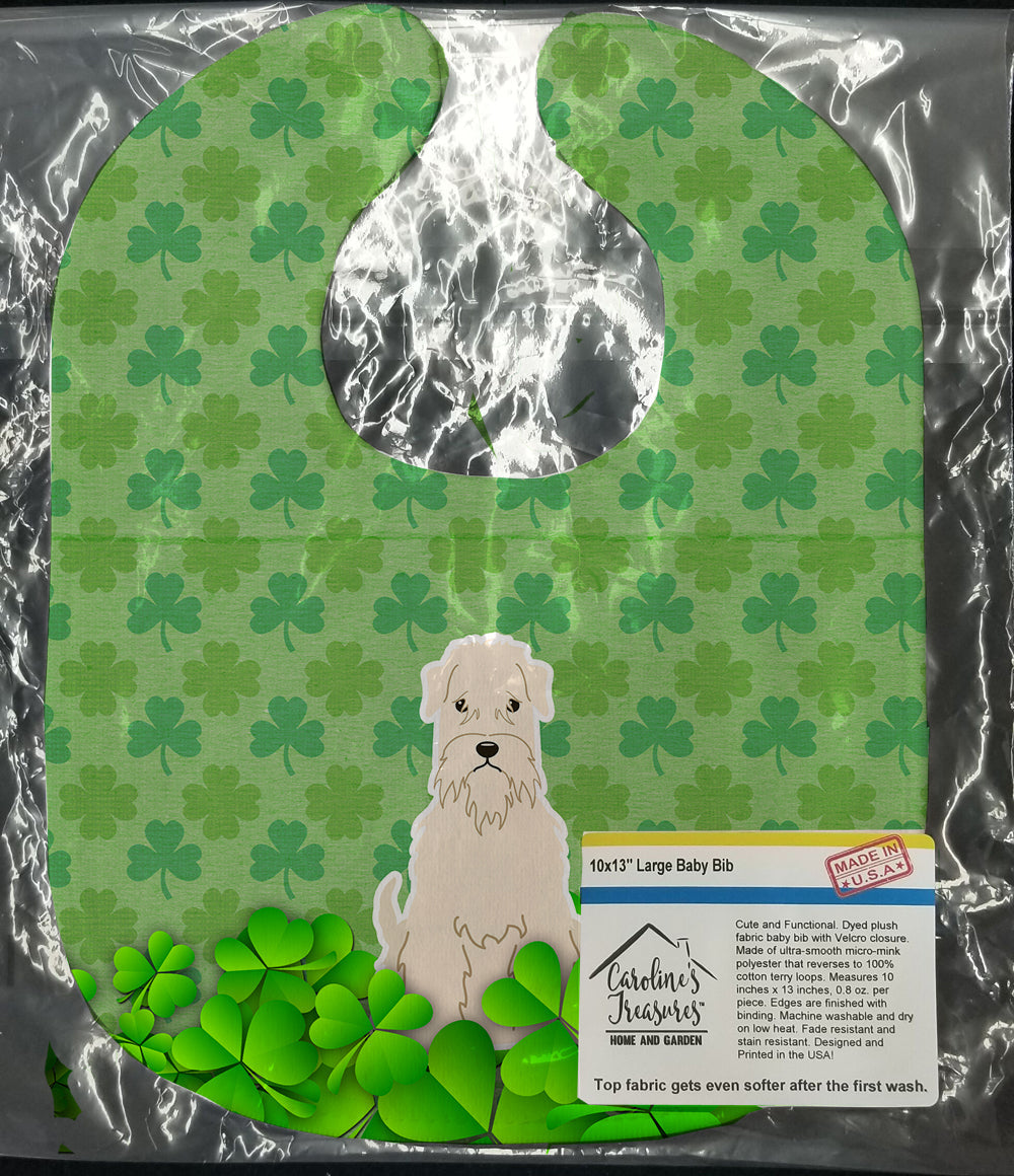 Soft Coated Wheaten Terrier Shamrocks Baby Bib Easy-Clean Baby Bib Baby Feeding Accessory Baby Mealtime Essential, 10 x 13, Multicolor