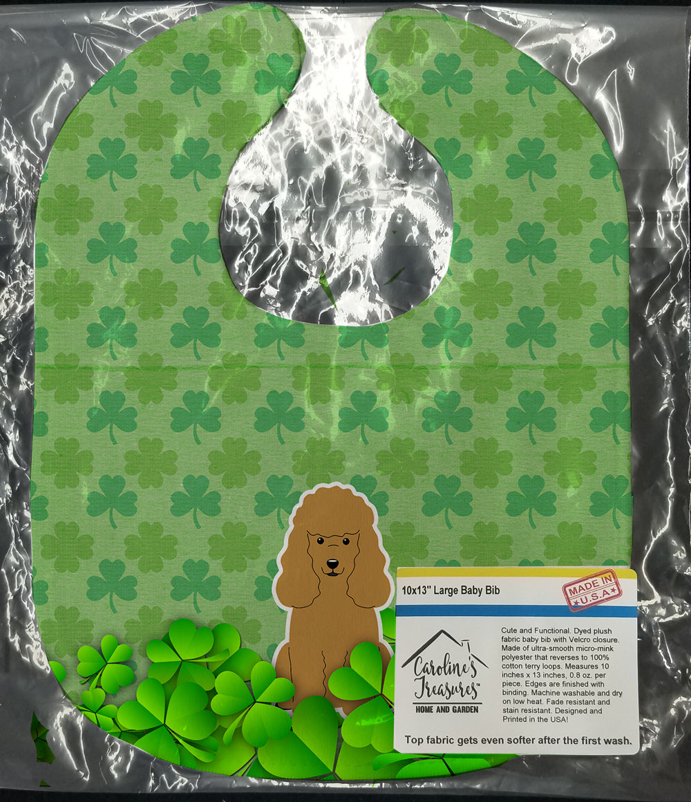 Poodle Tan Shamrocks Baby Bib Easy-Clean Baby Bib Baby Feeding Accessory Baby Mealtime Essential, 10 x 13, Multicolor