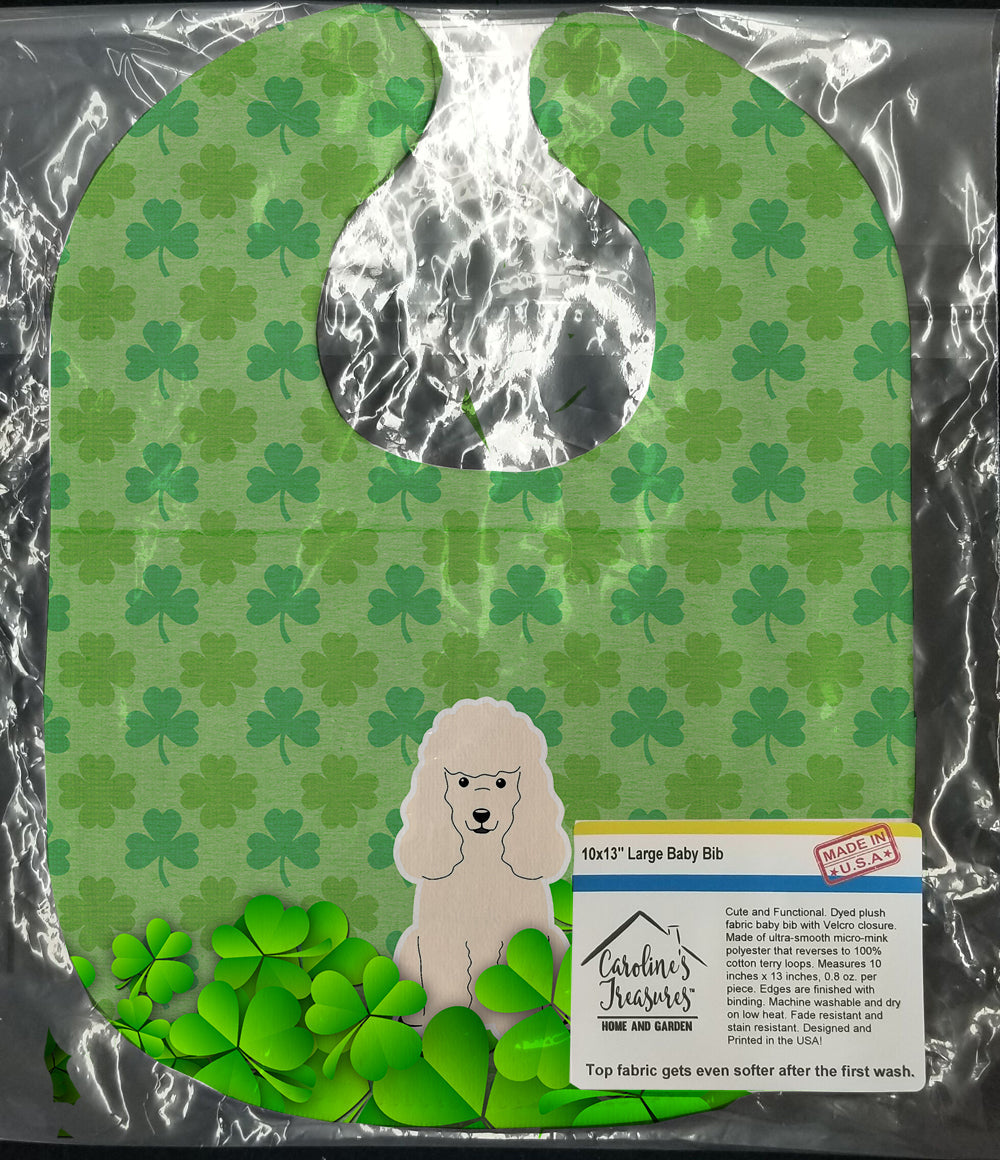 Poodle White Shamrocks Baby Bib Easy-Clean Baby Bib Baby Feeding Accessory Baby Mealtime Essential, 10 x 13, Multicolor