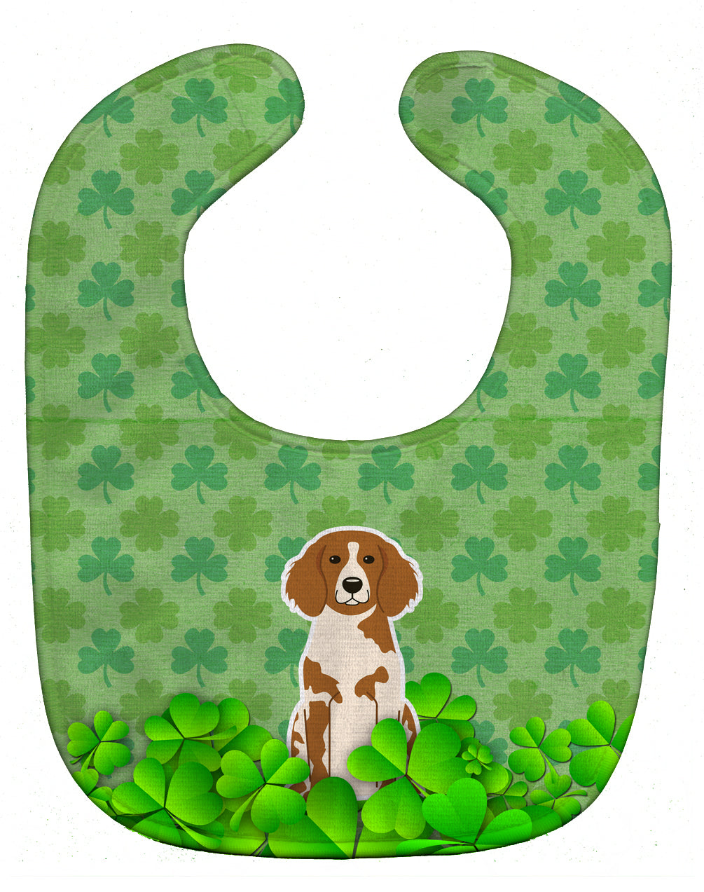 Brittany Spaniel Shamrocks Baby Bib Easy-Clean Baby Bib Baby Feeding Accessory Baby Mealtime Essential, 10 x 13, Multicolor