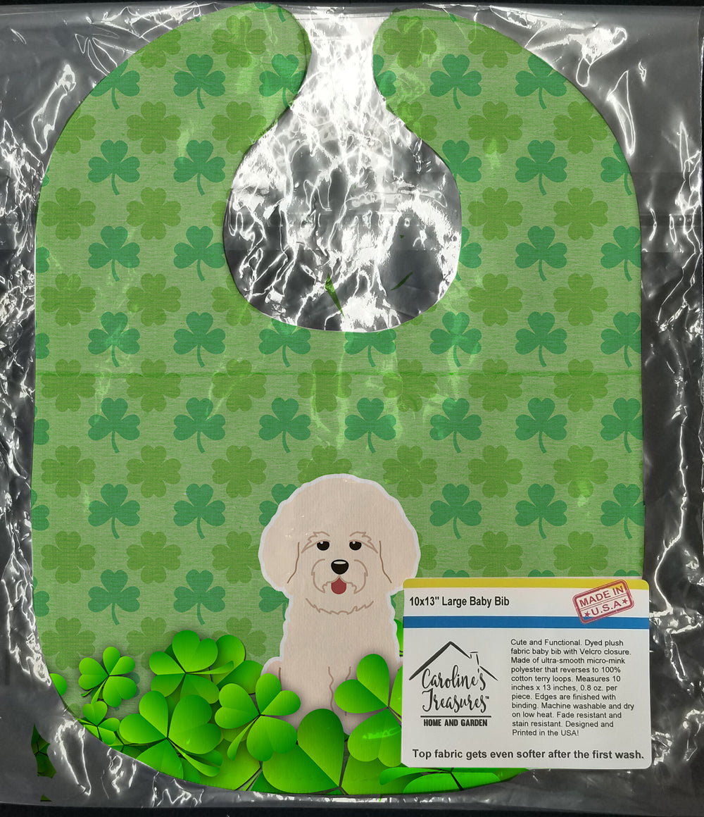 Bichon Frise Shamrocks Baby Bib Easy-Clean Baby Bib Baby Feeding Accessory Baby Mealtime Essential, 10 x 13, Multicolor