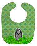 Shih Tzu Black Silver Shamrocks Baby Bib Easy-Clean Baby Bib Baby Feeding Accessory Baby Mealtime Essential, 10 x 13, Multicolor