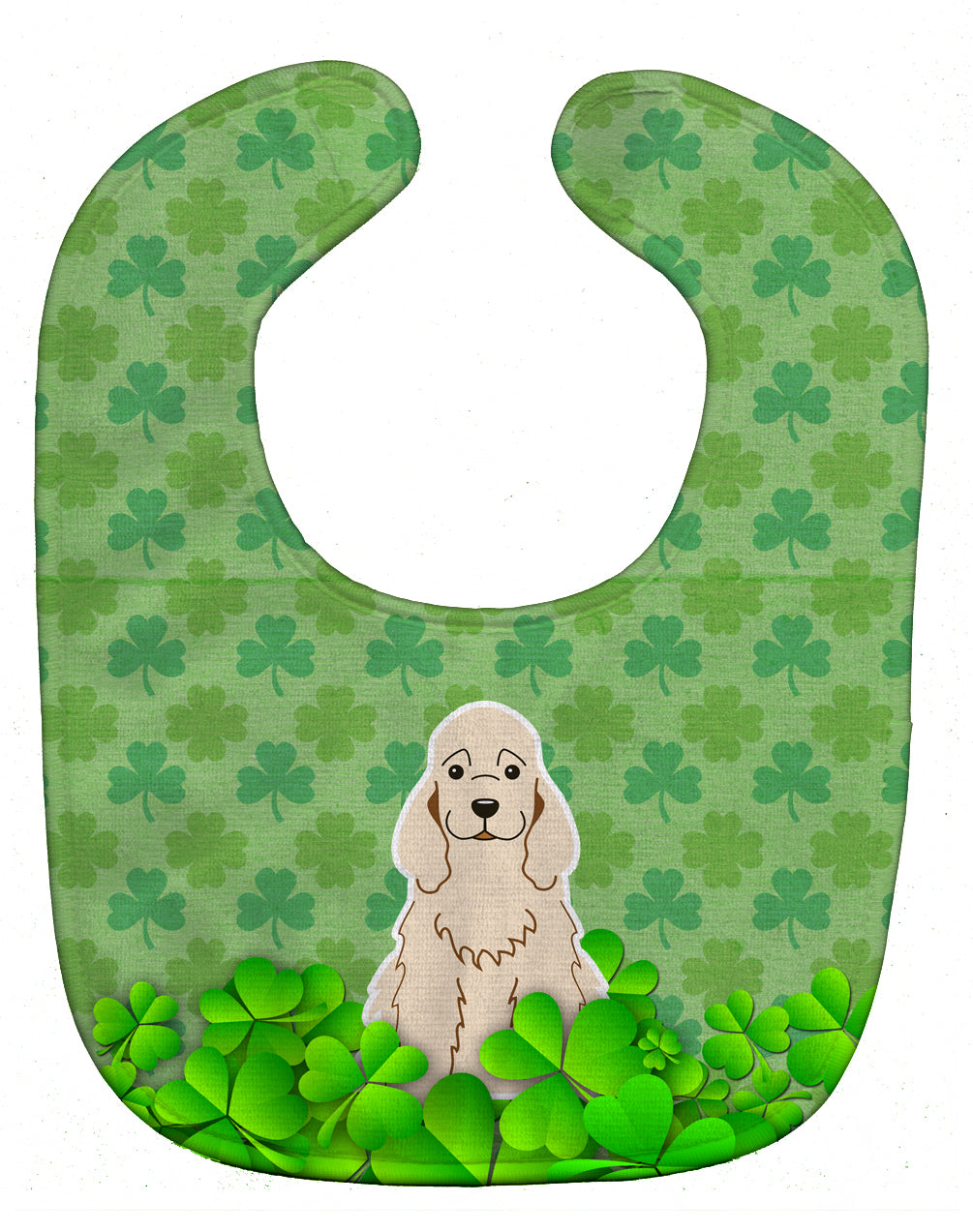 Cocker Spaniel Buff Shamrocks Baby Bib Easy-Clean Baby Bib Baby Feeding Accessory Baby Mealtime Essential, 10 x 13, Multicolor