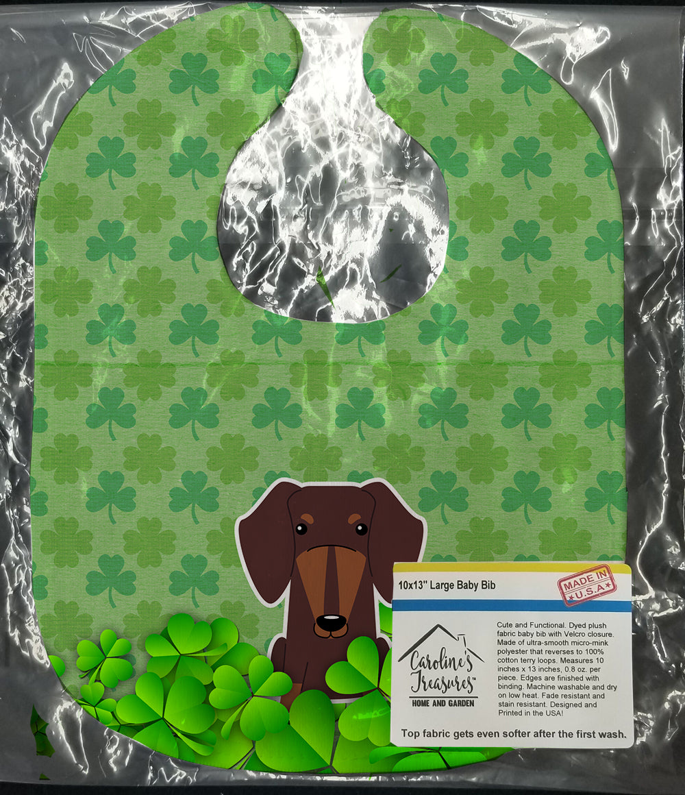 Dachshund Chocolate Shamrocks Baby Bib Easy-Clean Baby Bib Baby Feeding Accessory Baby Mealtime Essential, 10 x 13, Multicolor