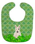 Bull Terrier White Shamrocks Baby Bib Easy-Clean Baby Bib Baby Feeding Accessory Baby Mealtime Essential, 10 x 13, Multicolor