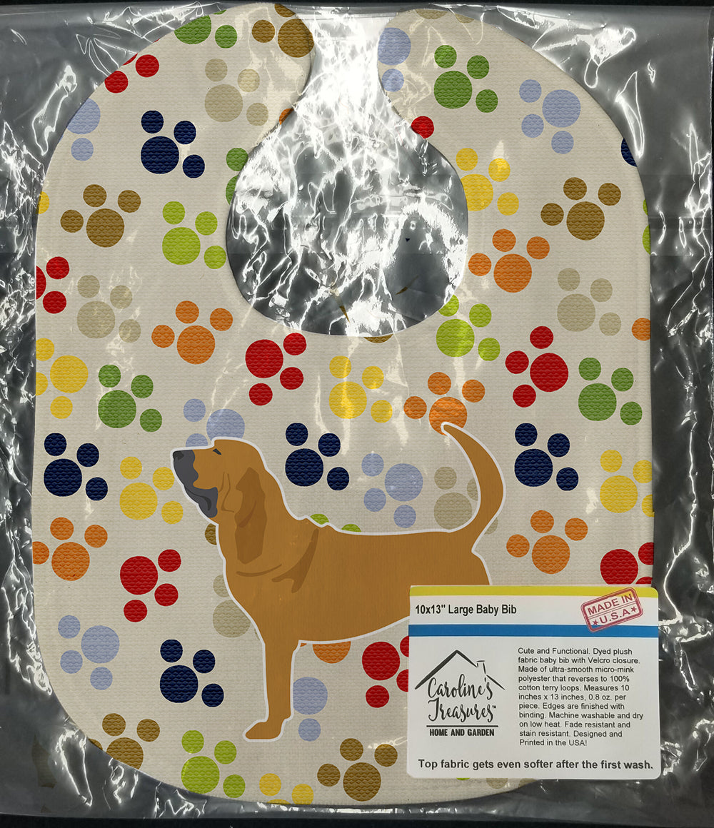 Bloodhound Pawprints Baby Bib Easy-Clean Baby Bib Baby Feeding Accessory Baby Mealtime Essential, 10 x 13, Multicolor