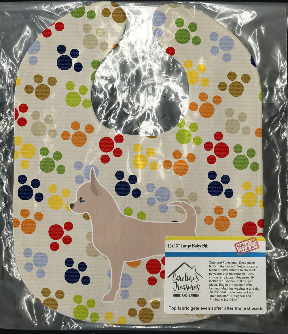 Chihuahua Pawprints Baby Bib Easy-Clean Baby Bib Baby Feeding Accessory Baby Mealtime Essential, 10 x 13, Multicolor