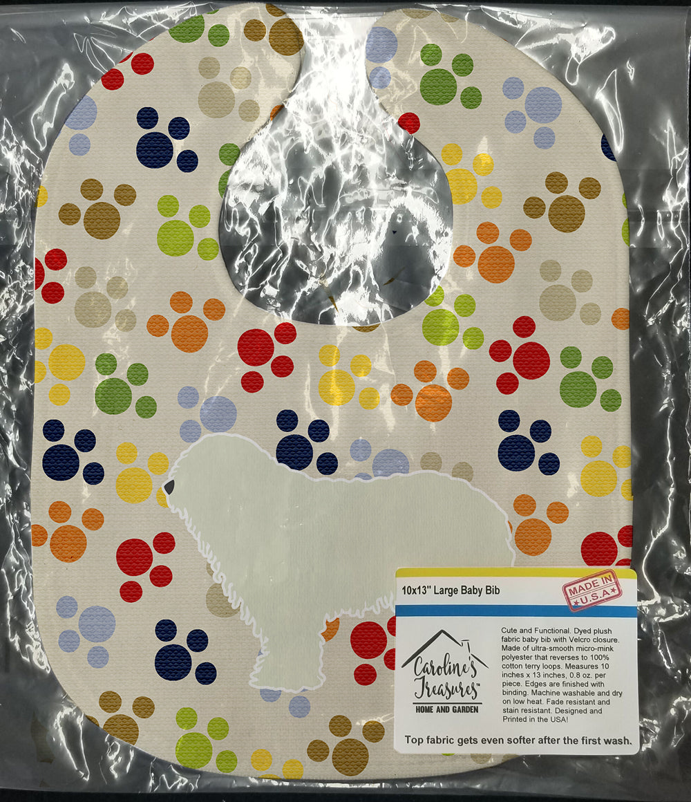 Komondor Pawprints Baby Bib Easy-Clean Baby Bib Baby Feeding Accessory Baby Mealtime Essential, 10 x 13, Multicolor