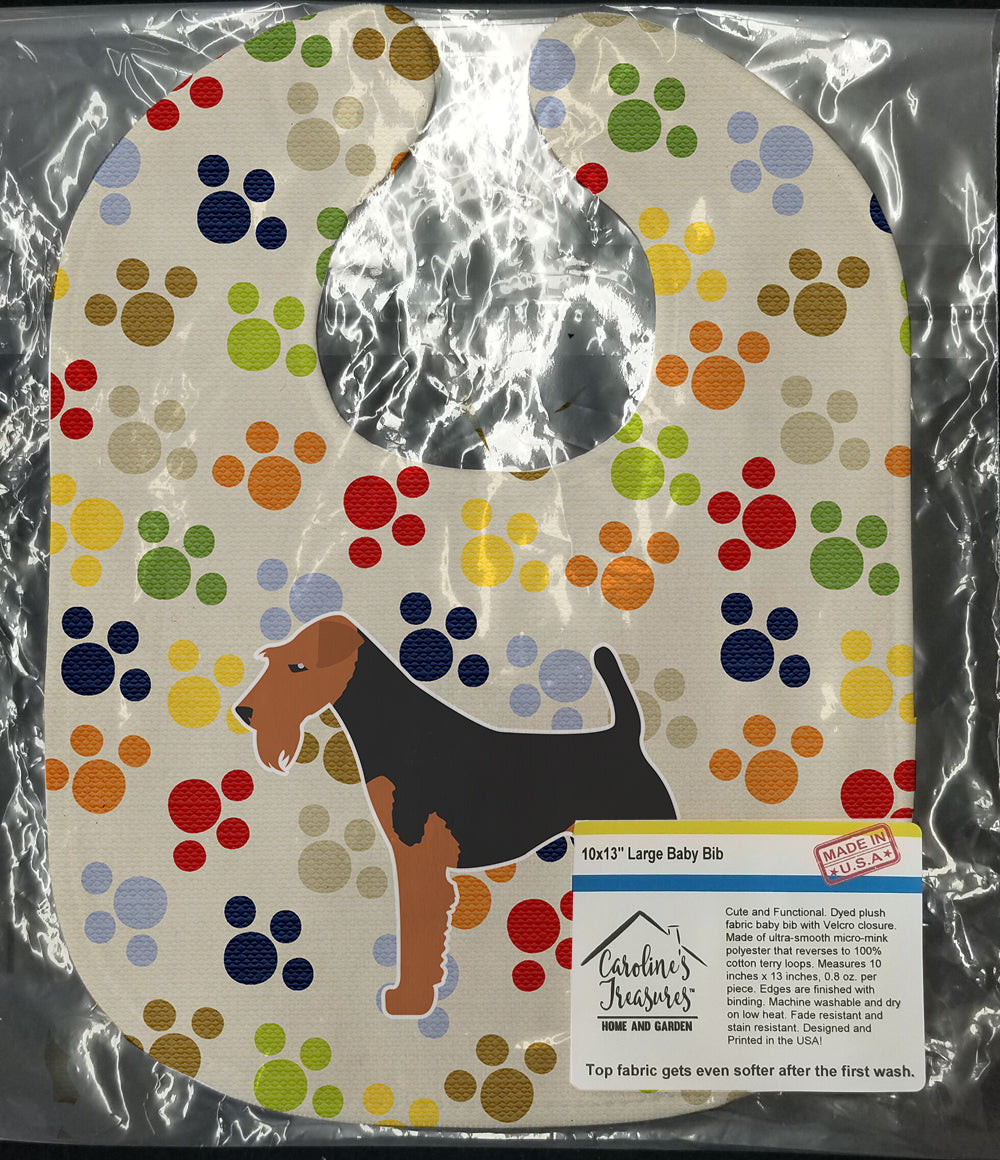 Airedale Terrier Pawprints Baby Bib Easy-Clean Baby Bib Baby Feeding Accessory Baby Mealtime Essential, 10 x 13, Multicolor