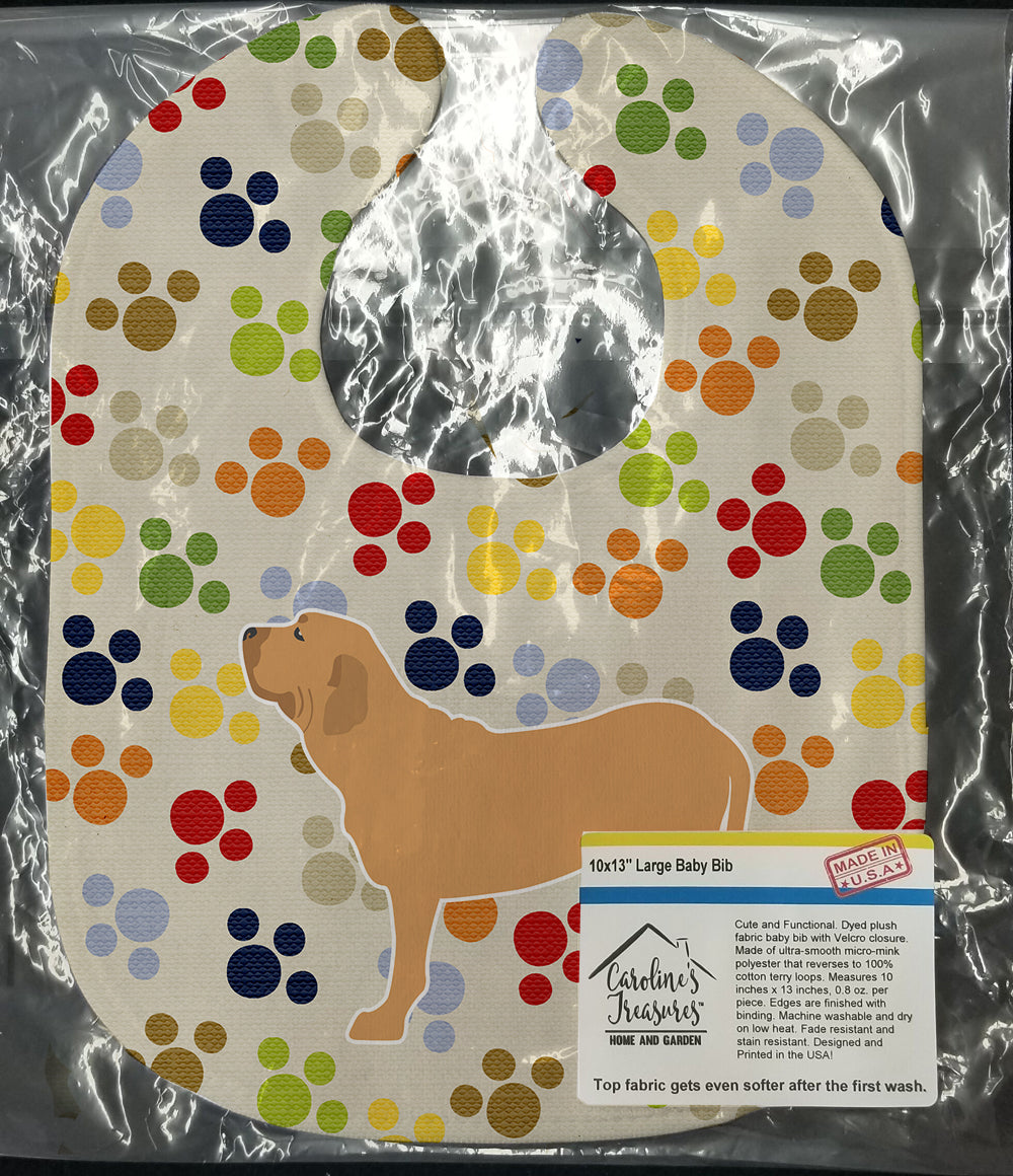 Fila Brasileiro Pawprints Baby Bib Easy-Clean Baby Bib Baby Feeding Accessory Baby Mealtime Essential, 10 x 13, Multicolor