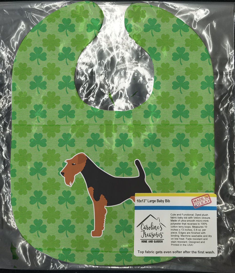 Welsh Terrier Shamrocks  Baby Bib Easy-Clean Baby Bib Baby Feeding Accessory Baby Mealtime Essential, 10 x 13, Multicolor
