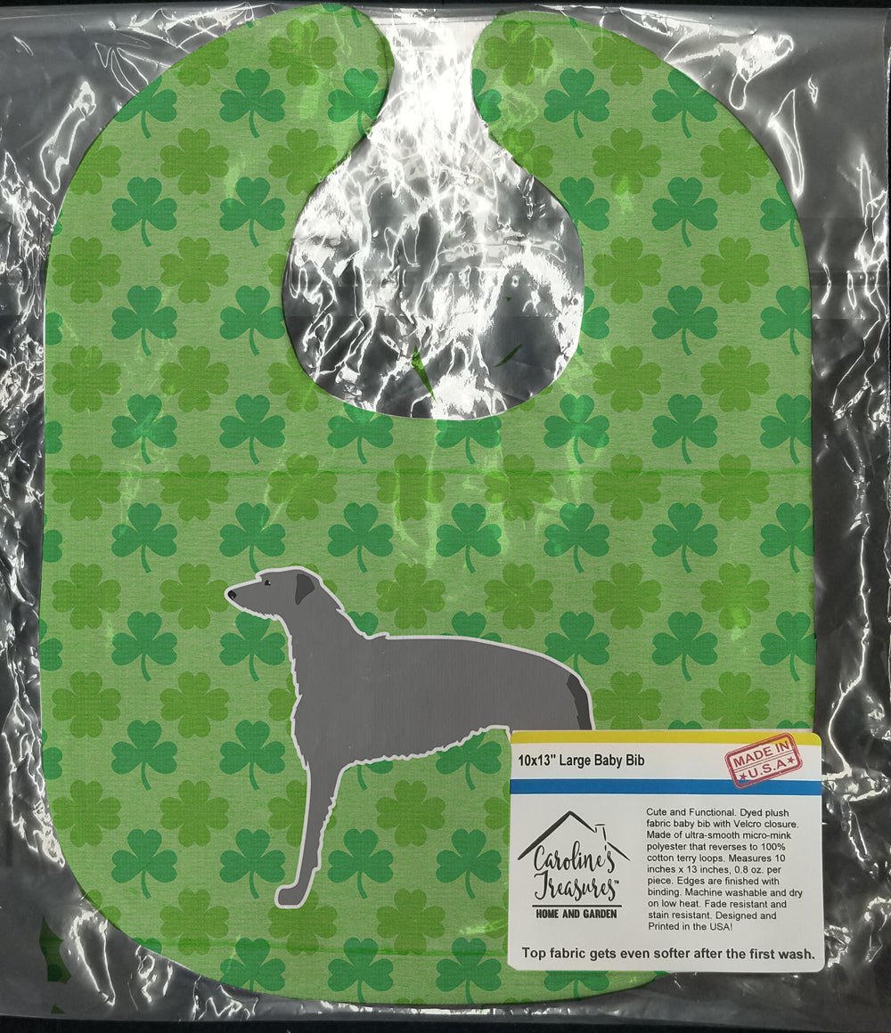 Scottish Deerhound Shamrocks  Baby Bib Easy-Clean Baby Bib Baby Feeding Accessory Baby Mealtime Essential, 10 x 13, Multicolor