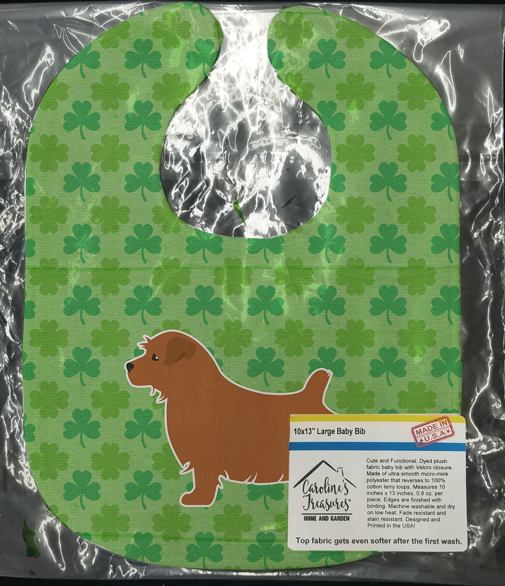 Norfolk Terrier Shamrocks  Baby Bib Easy-Clean Baby Bib Baby Feeding Accessory Baby Mealtime Essential, 10 x 13, Multicolor