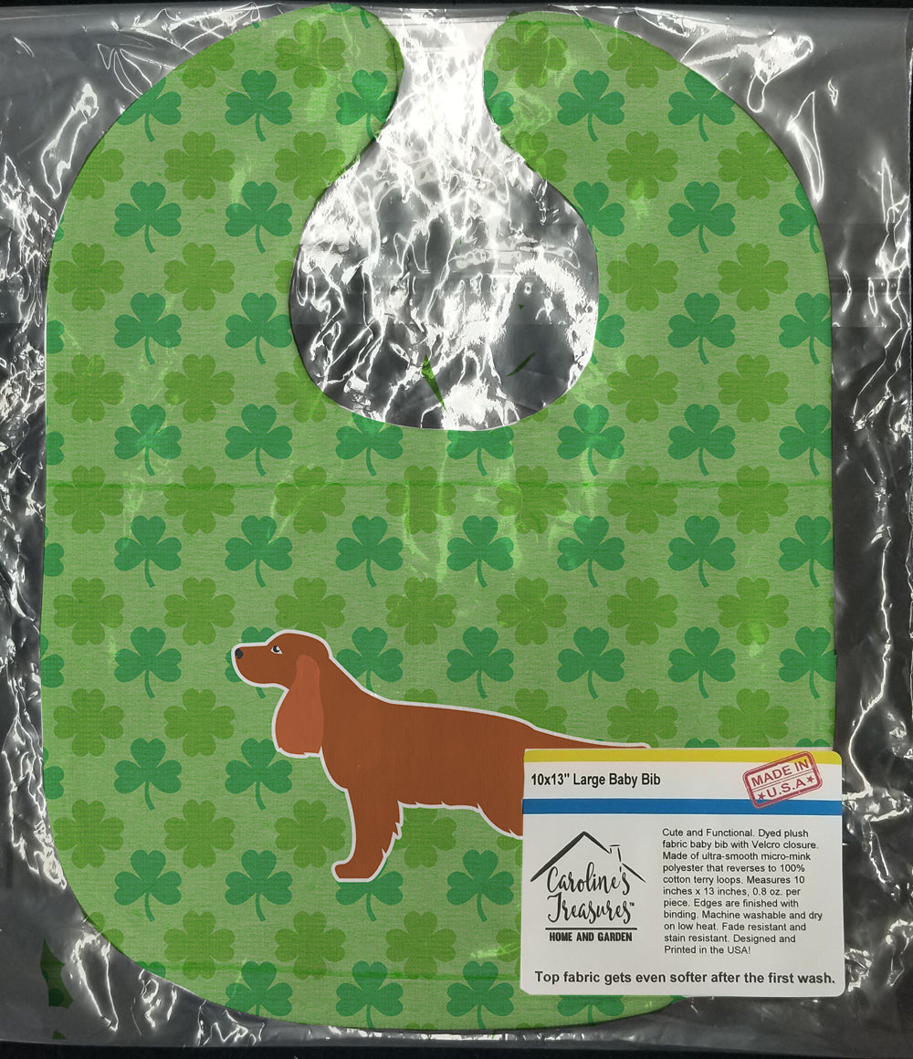 English Cocker Spaniel Shamrocks  Baby Bib Easy-Clean Baby Bib Baby Feeding Accessory Baby Mealtime Essential, 10 x 13, Multicolor