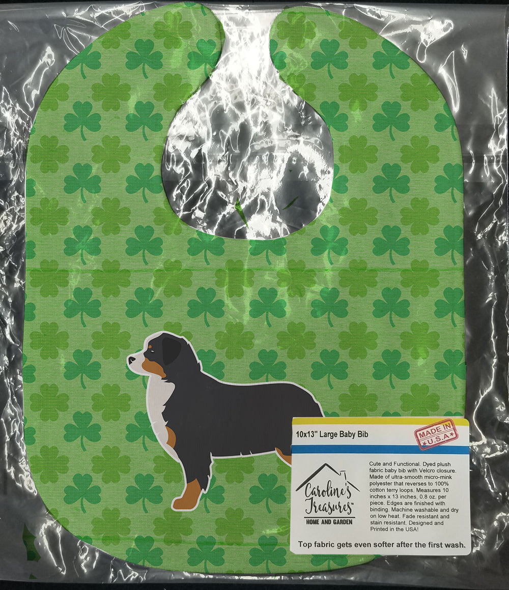 Bernese Mountain Dog Shamrocks  Baby Bib Easy-Clean Baby Bib Baby Feeding Accessory Baby Mealtime Essential, 10 x 13, Multicolor