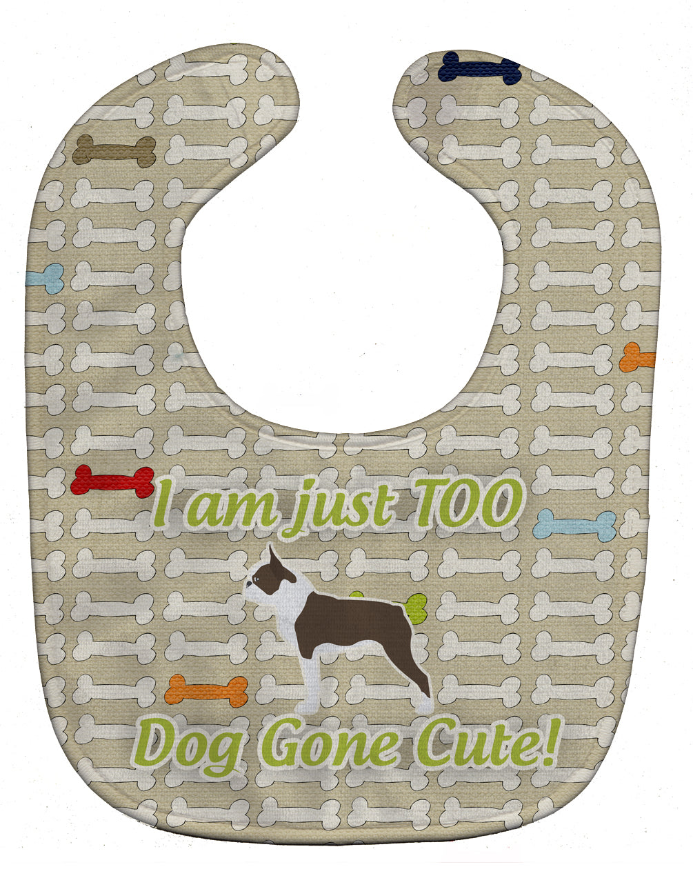 Boston Terrier Dog Gone Cute Baby Bib Easy-Clean Baby Bib Baby Feeding Accessory Baby Mealtime Essential, 10 x 13, Multicolor