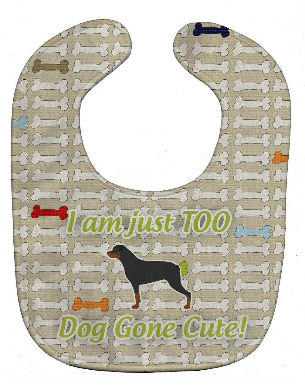 Rottweiler Dog Gone Cute Baby Bib Easy-Clean Baby Bib Baby Feeding Accessory Baby Mealtime Essential, 10 x 13, Multicolor