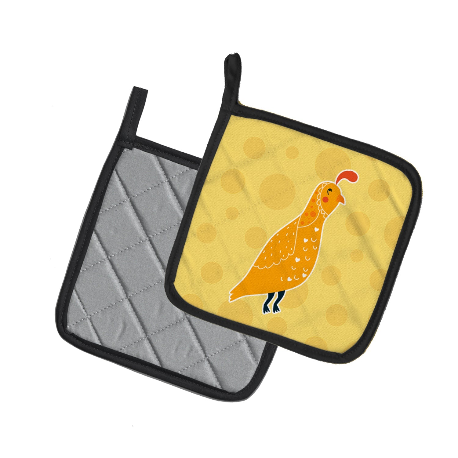 Partridge in Polkadots Pot Holder Set of 2 Heat Resistant Quilted Hot Pads 7.5 x 7.5 Inch, Insulated Kitchen Trivets for Cooking & Baking